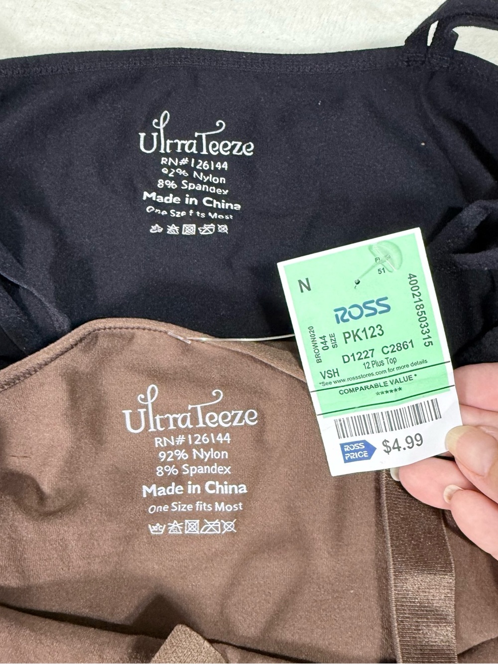 Ultra Teeze - Women’s Camisole 2 Tanks- Brown and black - Size OS - Picture 2 of 8